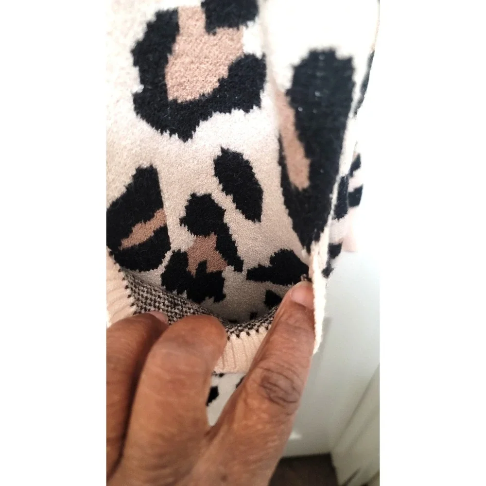 Jodifl Leopard Print Open Front Cardigan‎ Sweater With Pockets